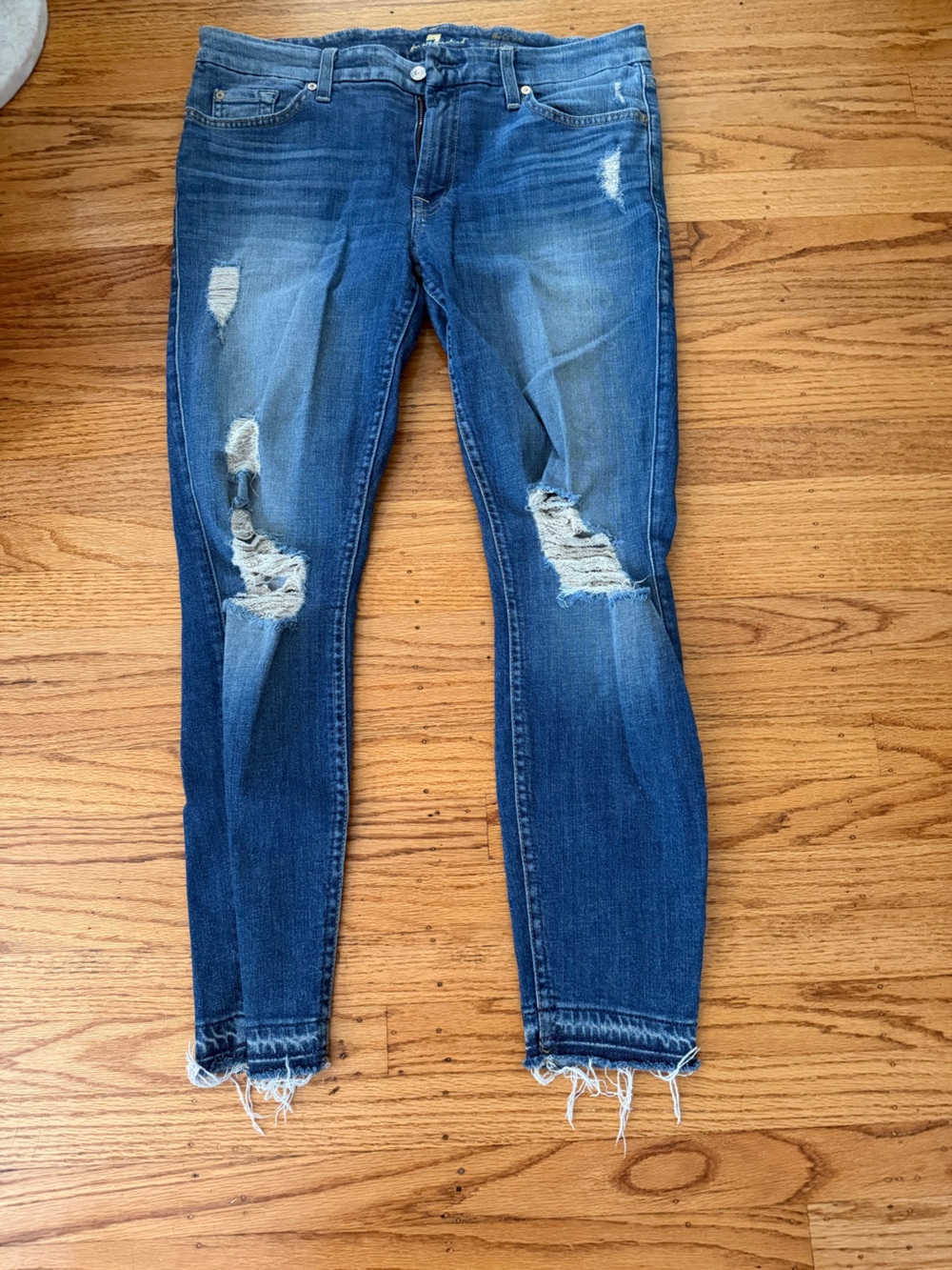 7 for all mankind Distressed Blue Women’s Skinny Jeans